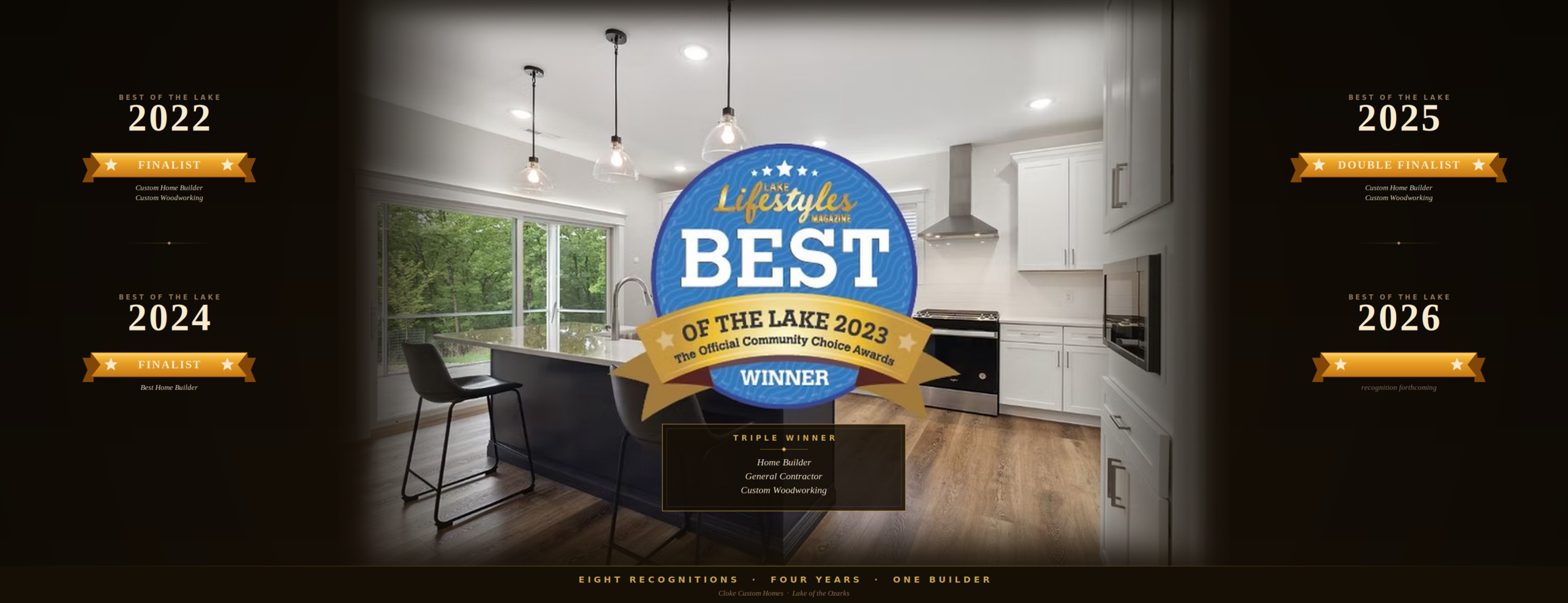Cloke Custom Homes — Best of the Lake winner four years running, recognized in three categories