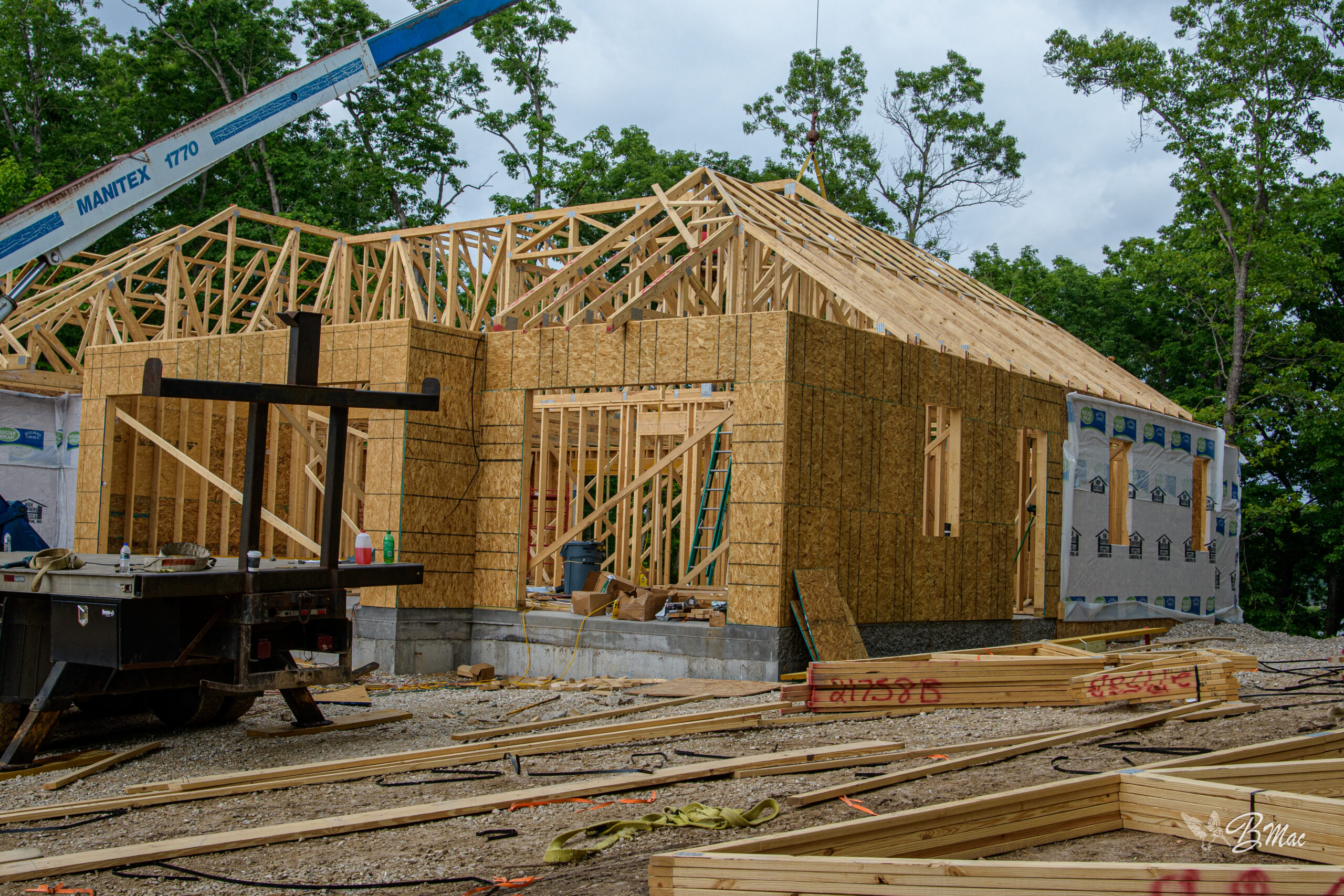 Cloke Custom Homes home in framing stage at Lake of the Ozarks