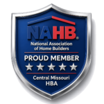 Cloke Custom Homes — NAHB National Association of Home Builders Proud Member Central Missouri HBA shield badge